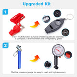 Roadside Emergency Car Kit with Jumper Cables, Auto Vehicle Safety Road Side Assistance Kit Essentials, Winter Car Kit for Women and Men, with Mini Car Tool Set, Dial Tire Pressure Gauge